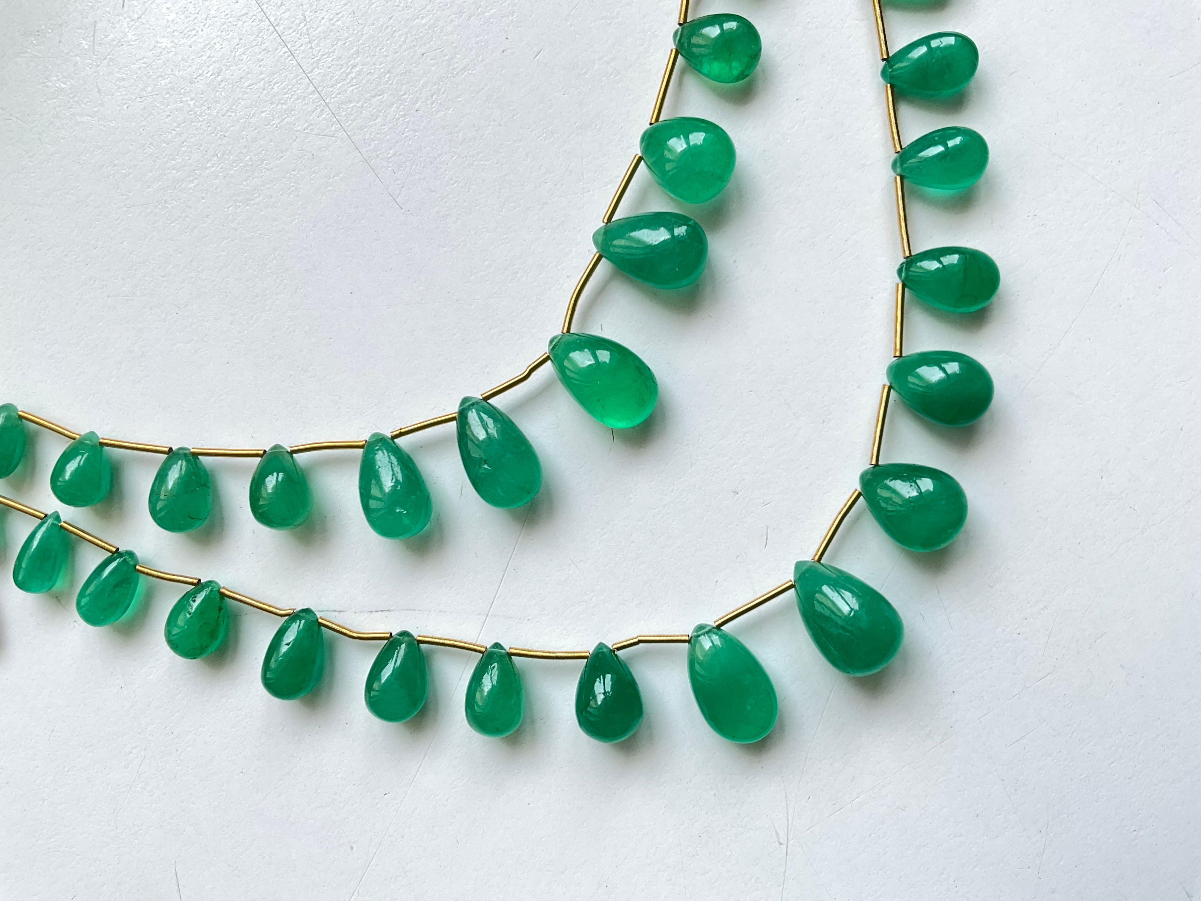 Art Deco Colombian Emerald Layout Suite Smooth Drop Natural Gemstone for Fine Jewelry For Sale
