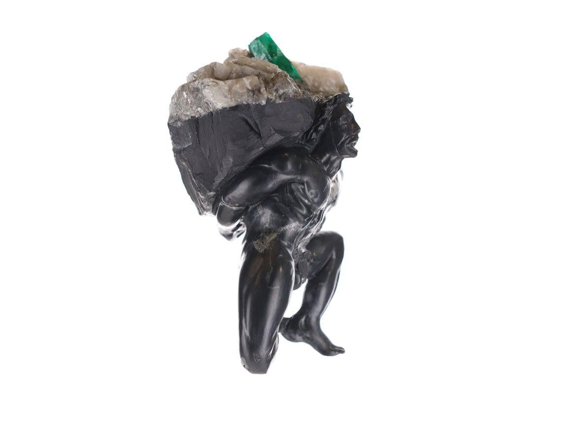 Colombian Emerald Miner Rough Crystal Sculpture In New Condition For Sale In Jupiter, FL