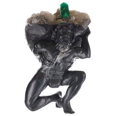 Colombian Emerald Miner Rough Crystal Sculpture