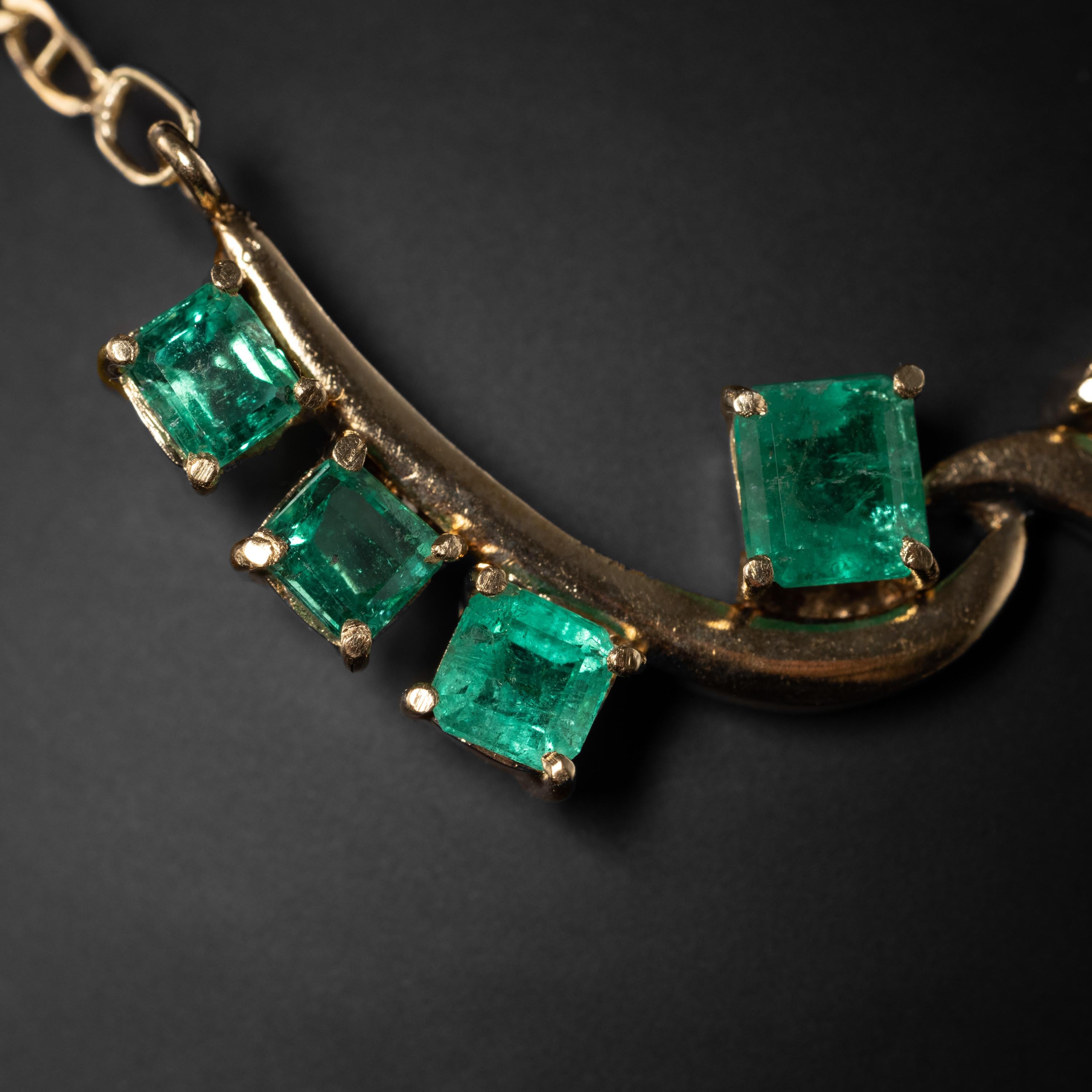 Artigiano Collana di smeraldi 4,32 carati, circa anni '80, certificato colombiano in vendita