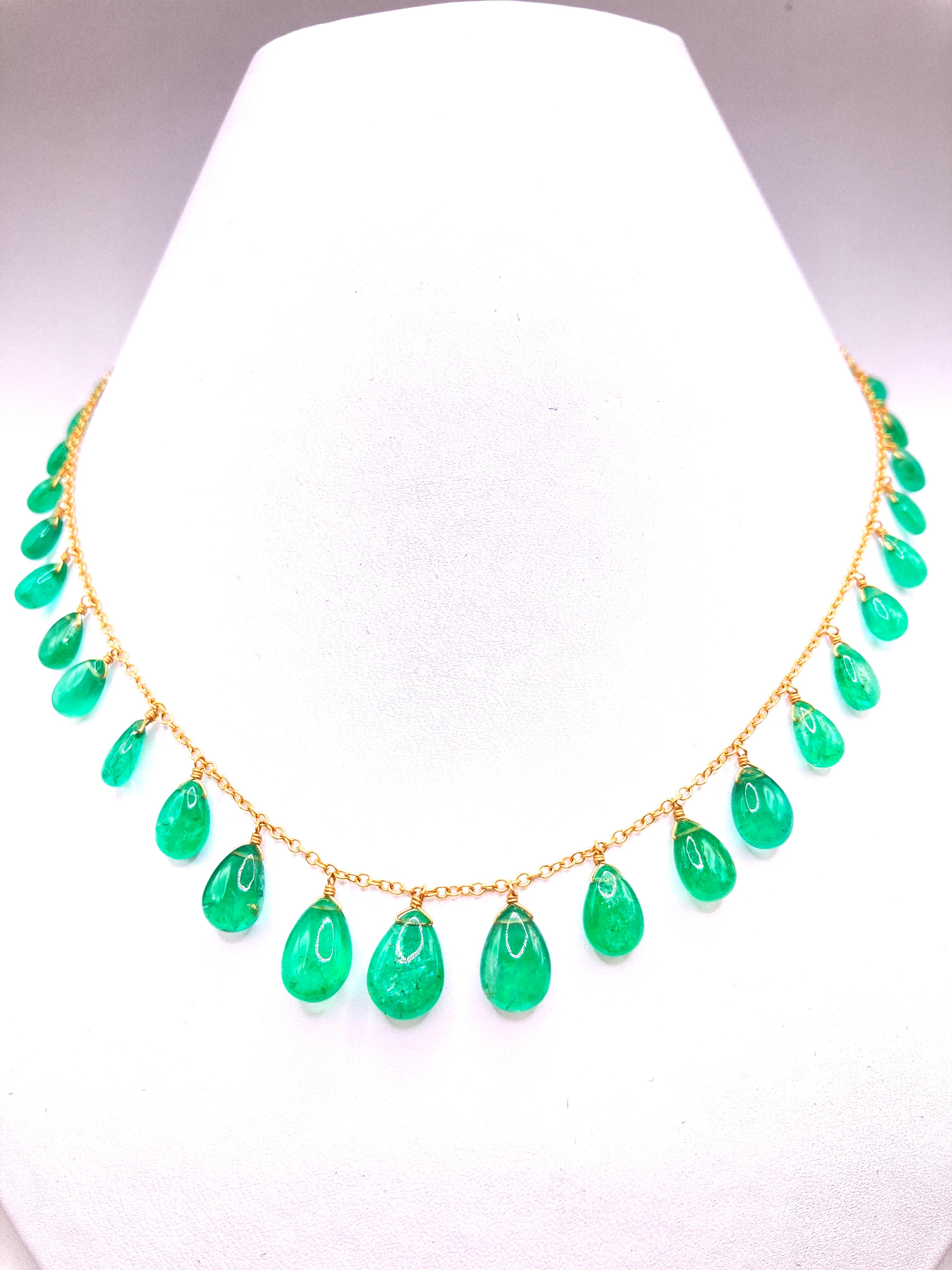 Cabochon Colombian Emerald Necklace For Sale