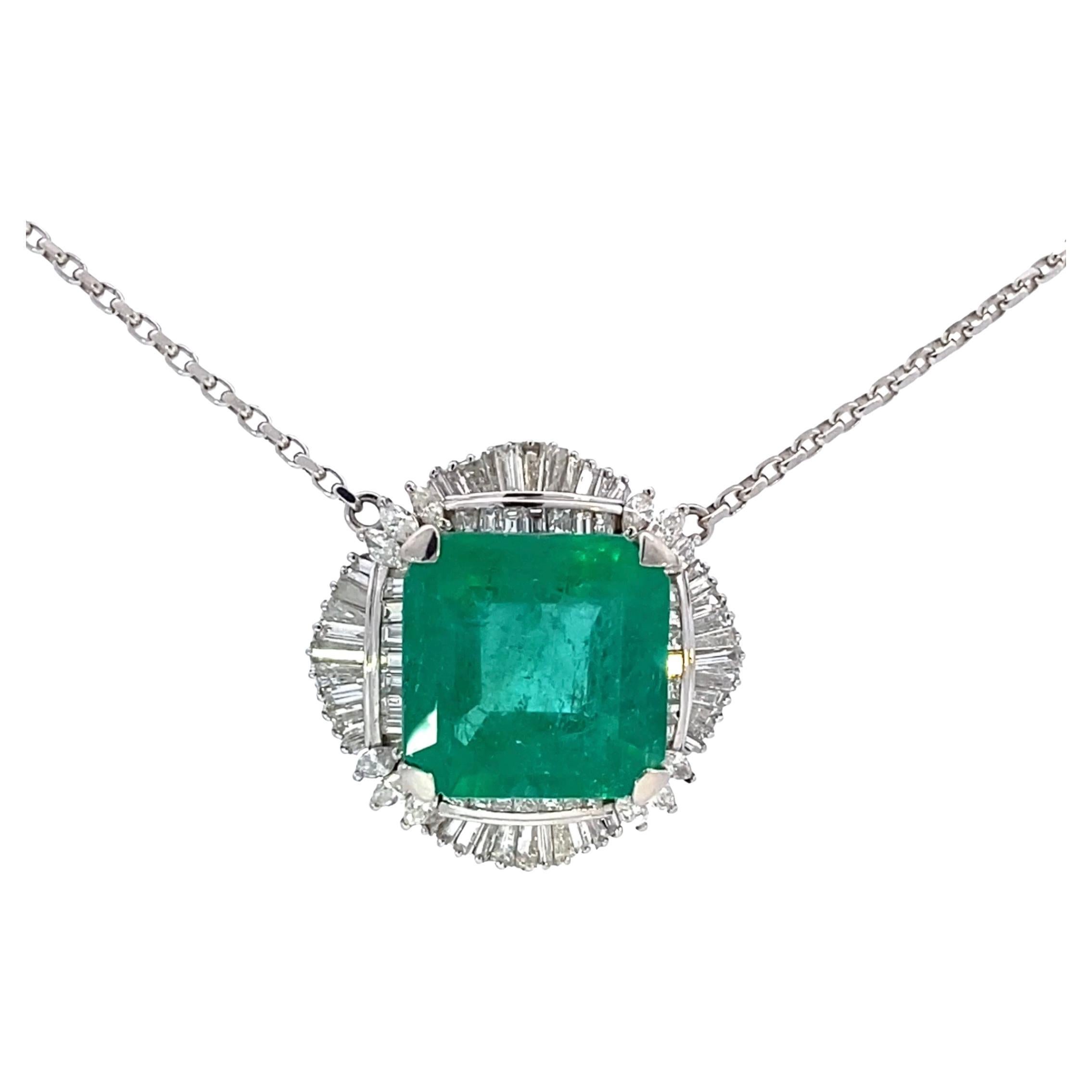 Colombian Emerald Necklace with Diamonds