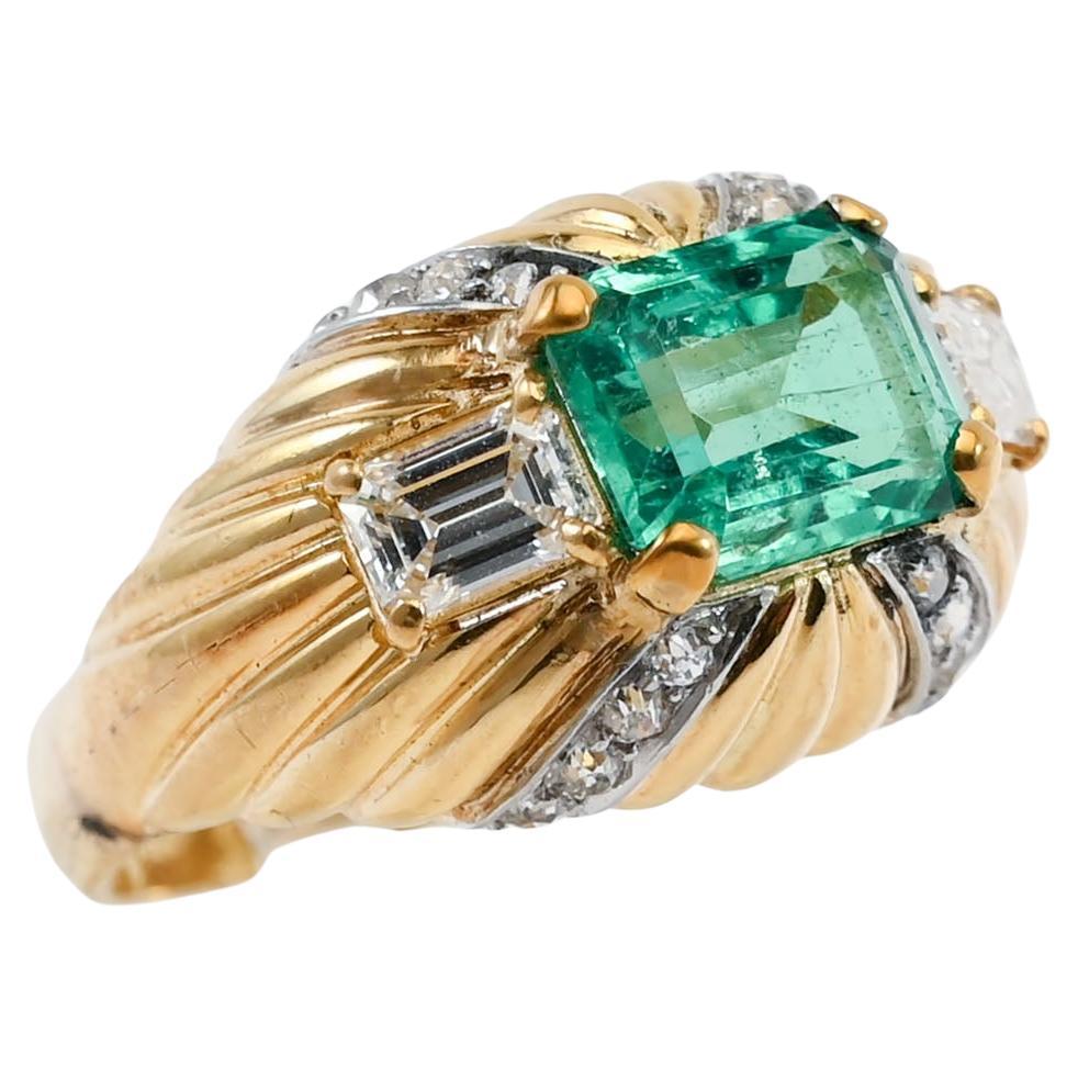 Kolumbianischer Smaragd No Heat GIA Ring mit Diamanten