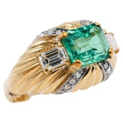 Kolumbianischer Smaragd No Heat GIA Ring mit Diamanten