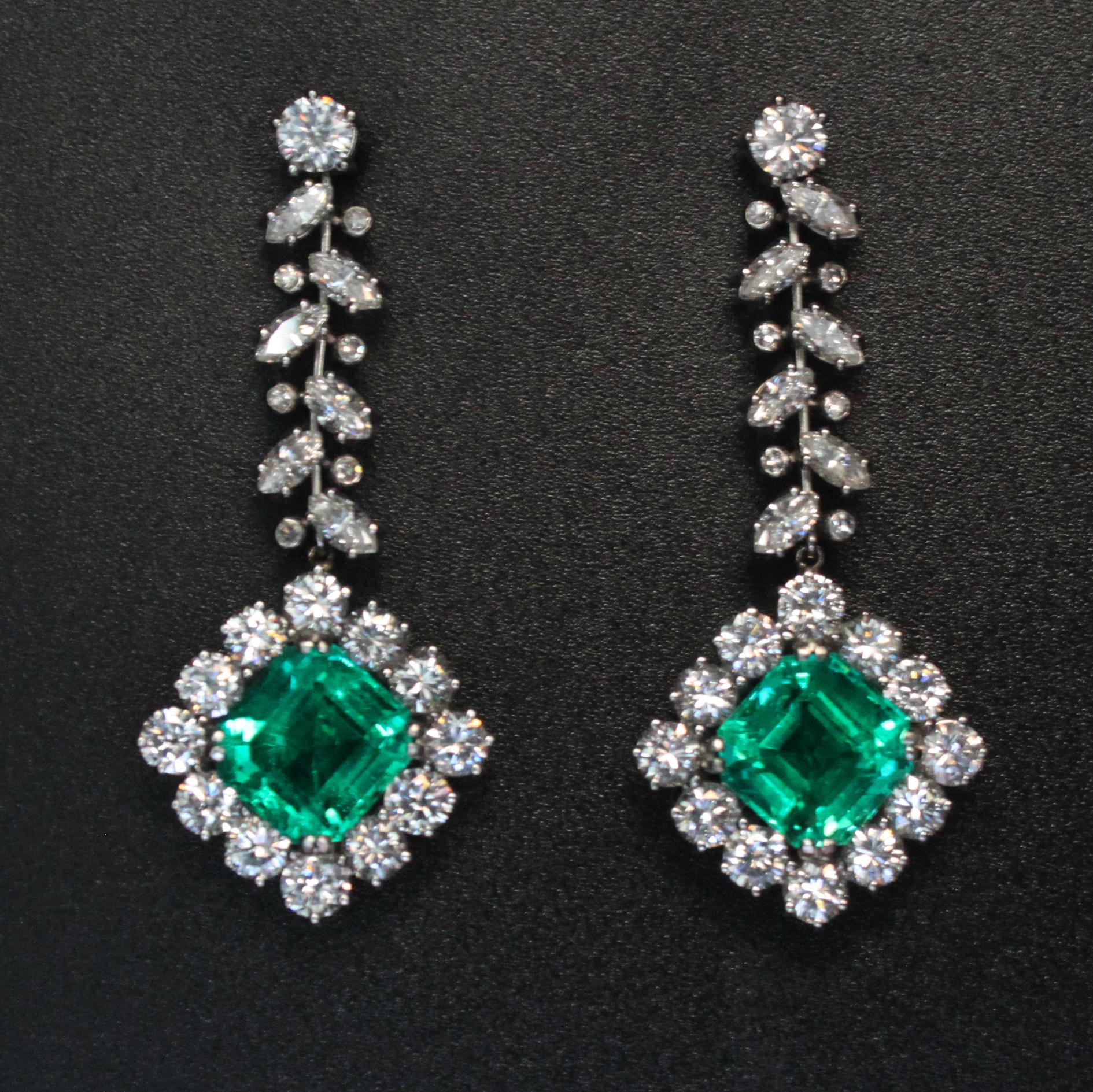 Women's Colombian Emerald 'No/Minor Oil' and Diamond Earring