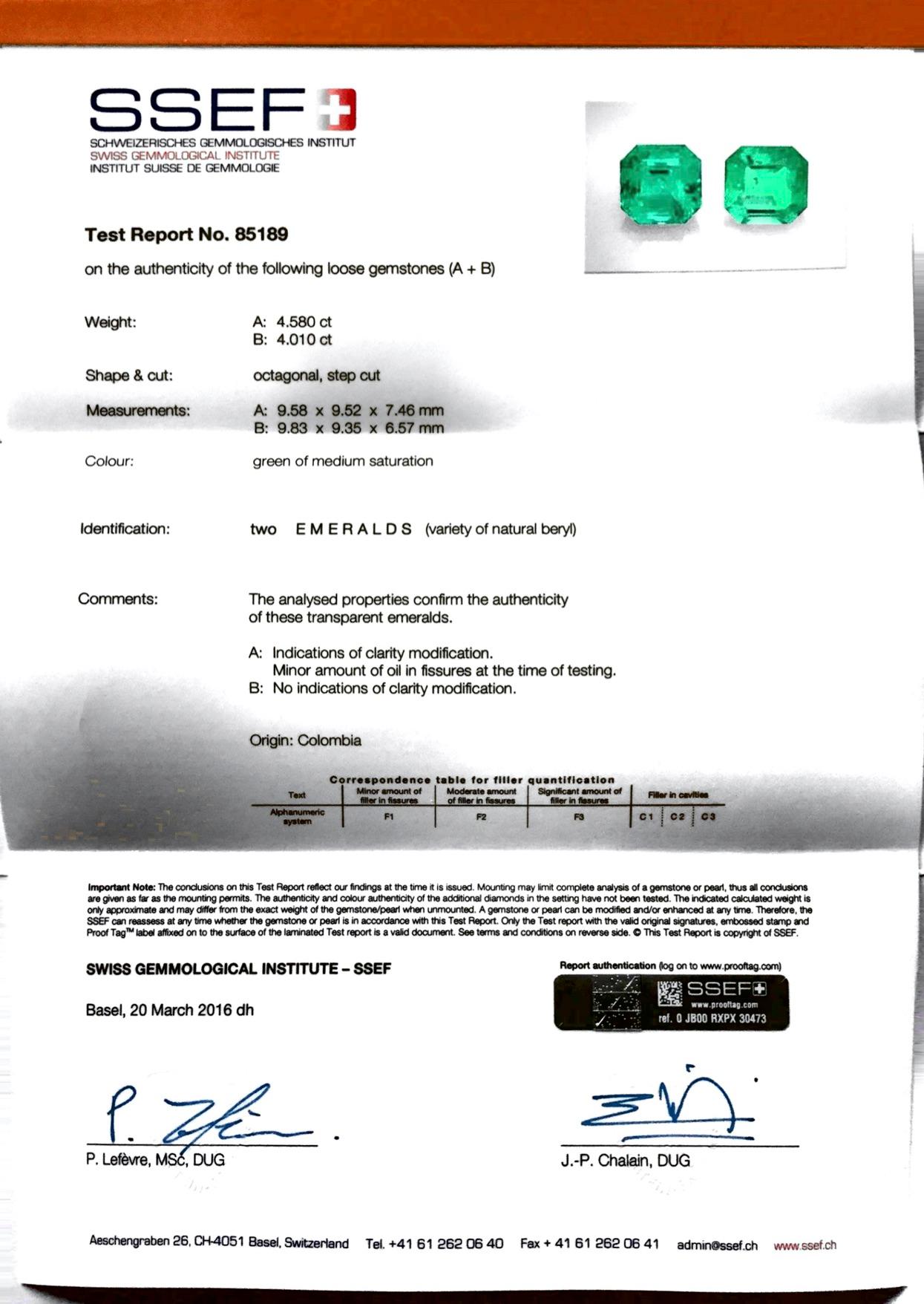 Colombian Emerald 'No/Minor Oil' and Diamond Earring 1