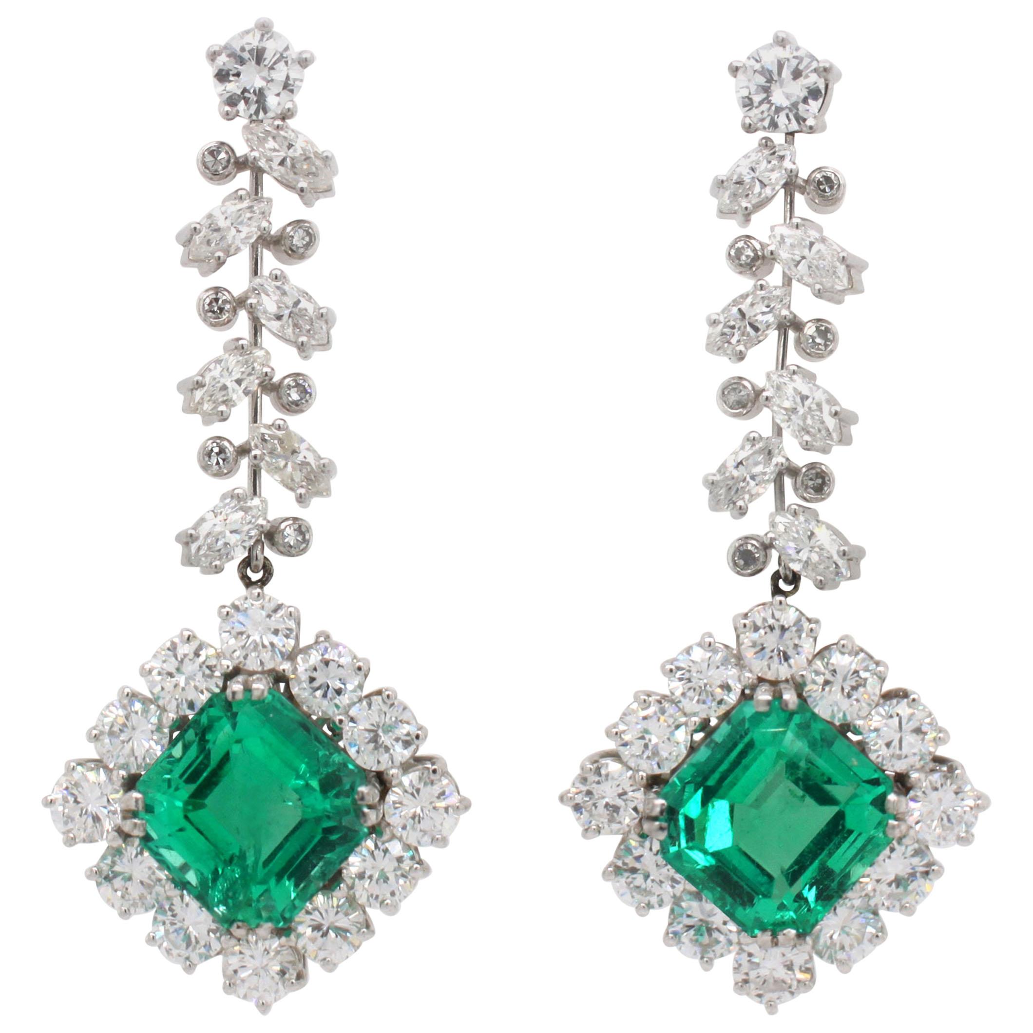 Colombian Emerald 'No/Minor Oil' and Diamond Earring