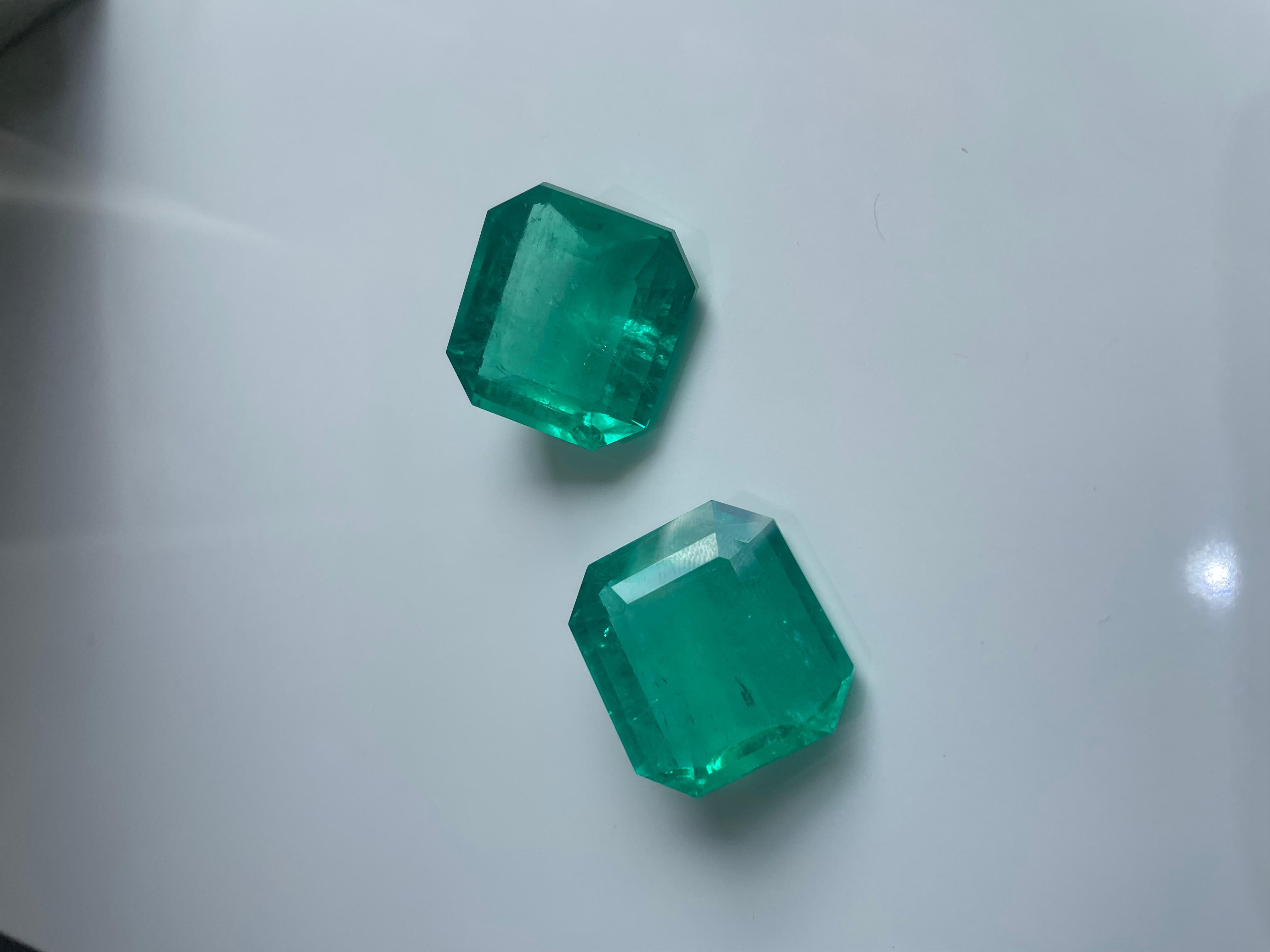 Kolumbianischer Smaragd Oktagon Paar - 149,95 cts (Gübelin zertifiziert, Minor Öl) im Angebot 1