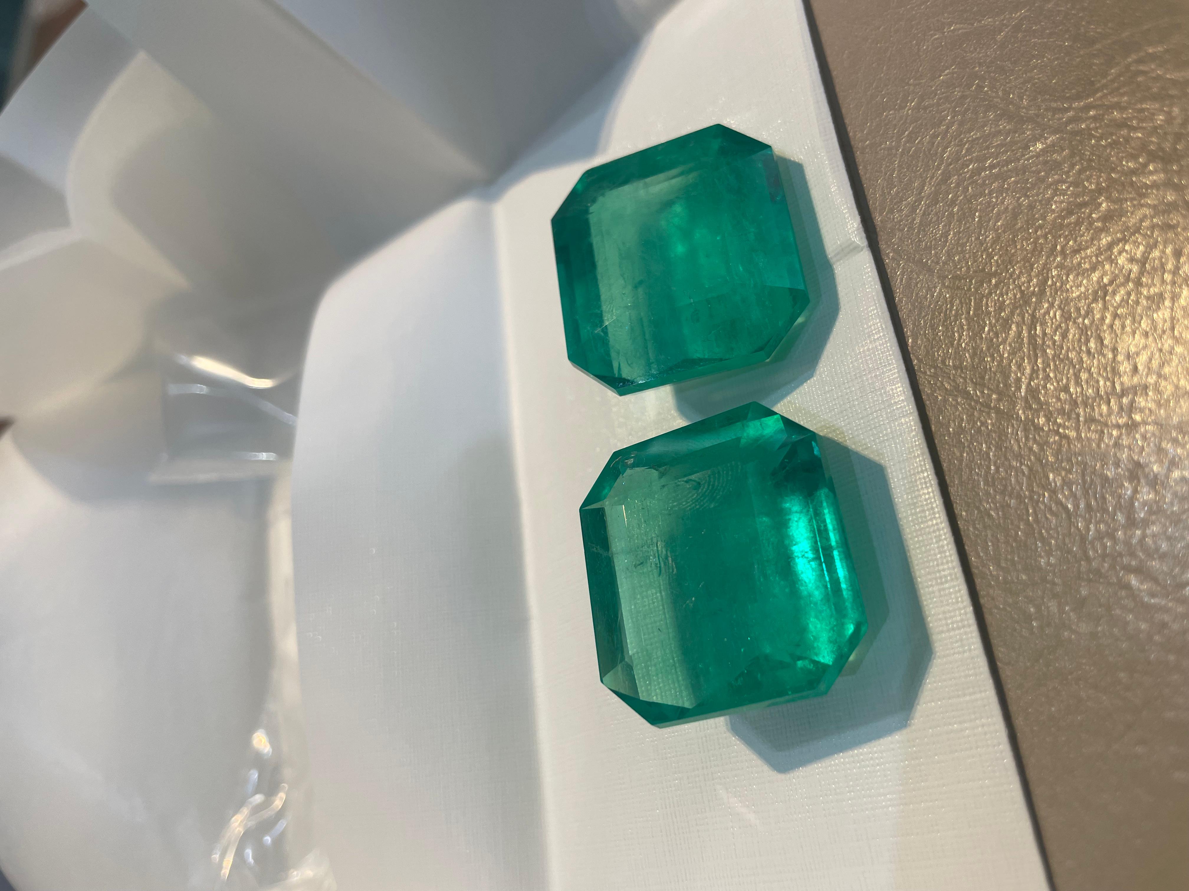 Kolumbianischer Smaragd Oktagon Paar - 149,95 cts (Gübelin zertifiziert, Minor Öl) im Angebot 4
