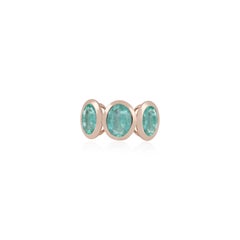Colombian Emerald Oval Shape Three-Stone Ring 18k Yellow Gold