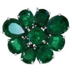 Used Spectra Fine Jewelry, GRS Certified Colombian Emerald Flower Ring/Pendant