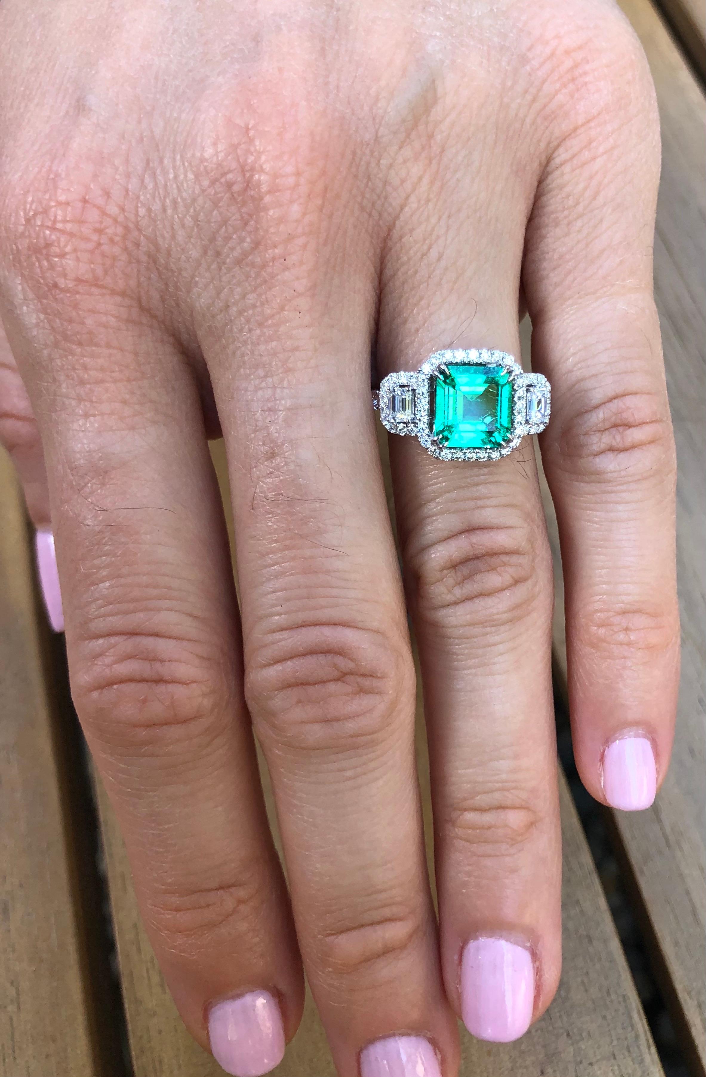 Colombian Emerald Ring 1.75 Carat Emerald Cut 1