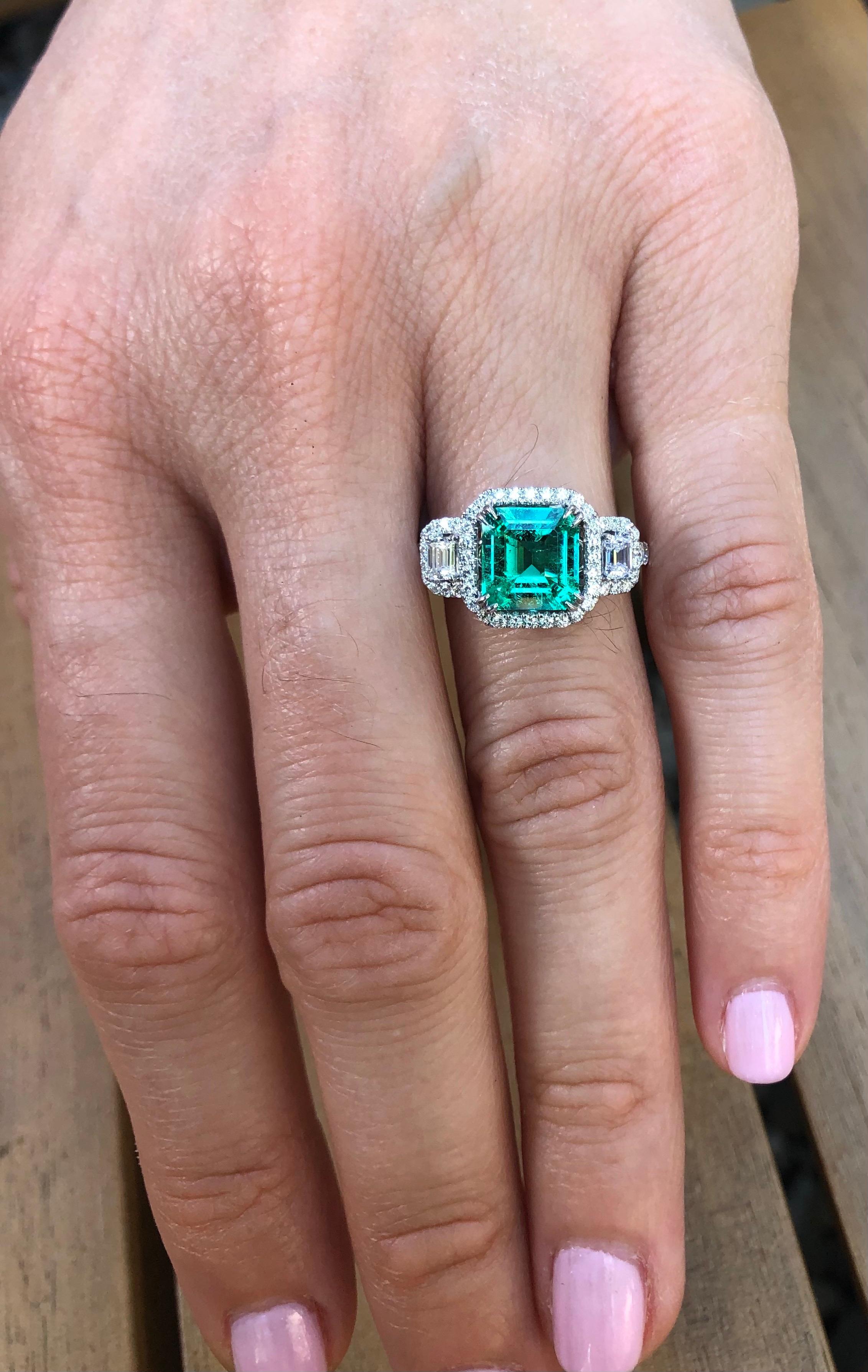 Colombian Emerald Ring 1.75 Carat Emerald Cut 2