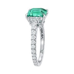 Colombian Emerald Ring 2.14 Carat No Oil Untreated Loupe Clean AGL Certified