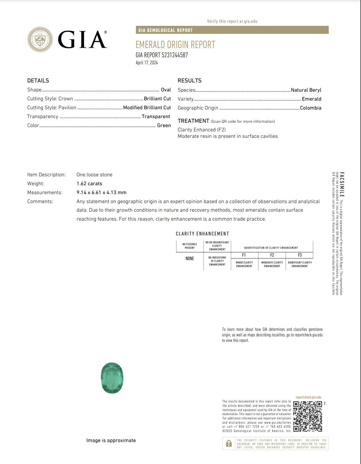 Colombian Emerald Ring w Earth Mined Diamonds in Solid 14K Gold Oval 9x6.5mm For Sale 4