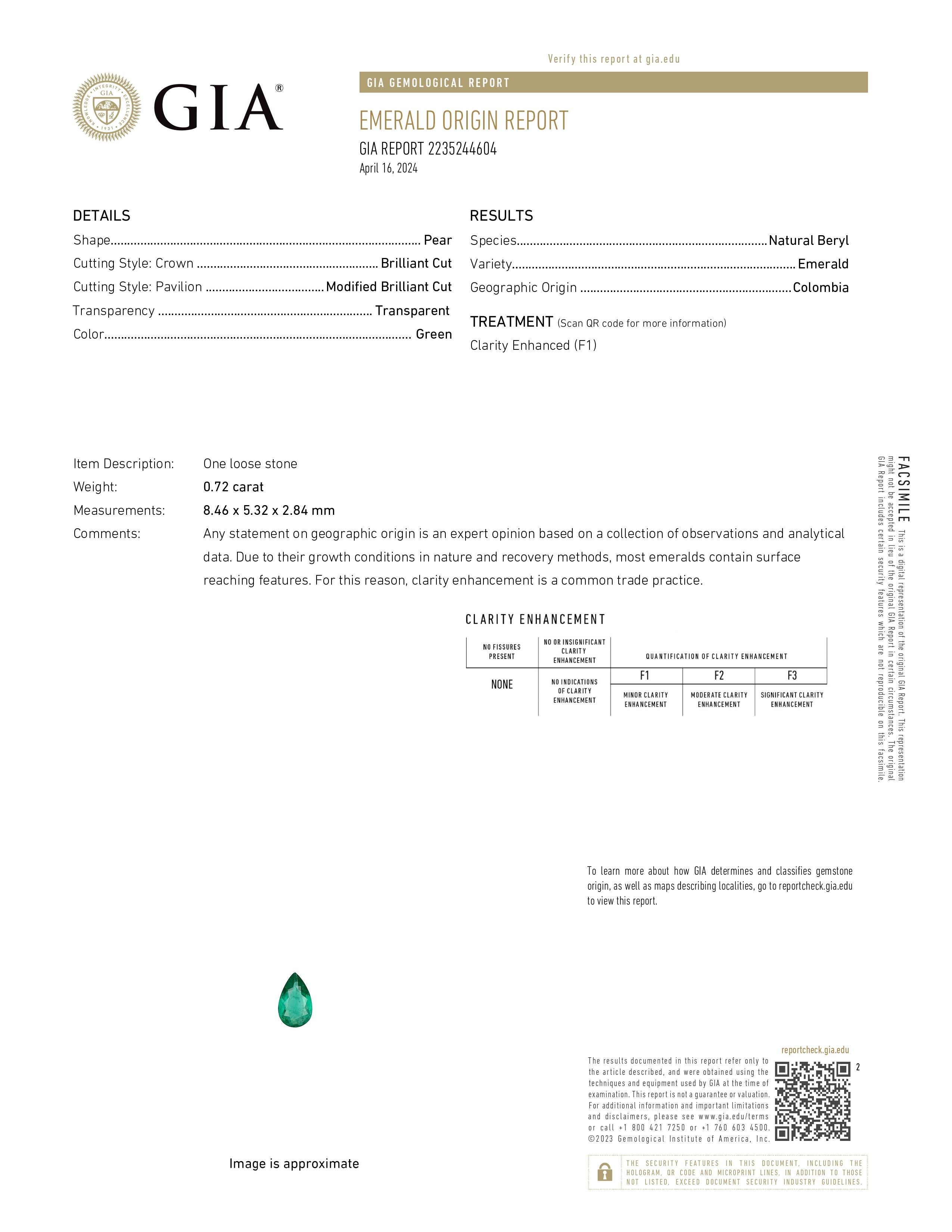 GIA Certified Colombian Emerald Ring w Earth Mined Diamonds in Solid 14K Gold For Sale 4
