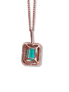 Colombian Emerald Round-Cut Diamond and 18K Rose Gold Pendant