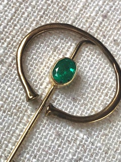 Colombian Emerald Stick Pin Vintages Yellow Gold