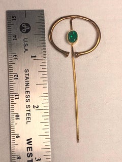 Colombian Emerald Oval-Cut Stick Pin Vintange, Gold