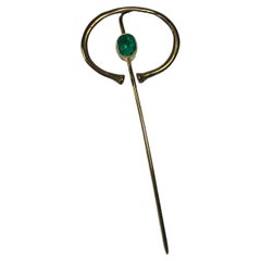 Colombian Emerald Stick Pin Vintages Yellow Gold