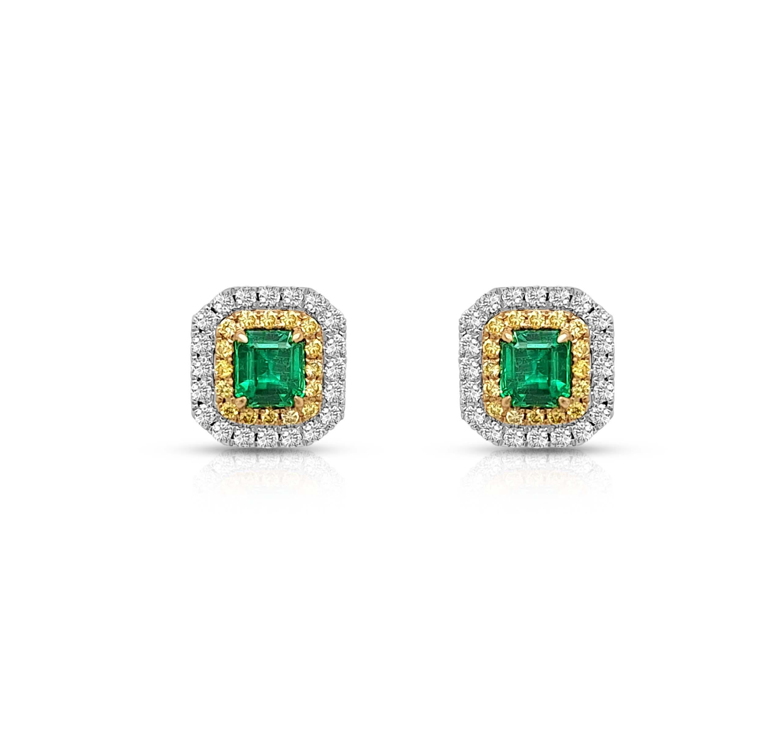 Beautiful stud earrings perfect for an evening out, classy and rare with a classic design in emeralds and color diamonds.

COLOMBIAN EMERALD-1.02CT
YELLOW DIAMOND-0.2CT
WHITE DIAMOND-0.38CT
MADE IN 18K GOLD

HYT Jewelry is a privately owned company