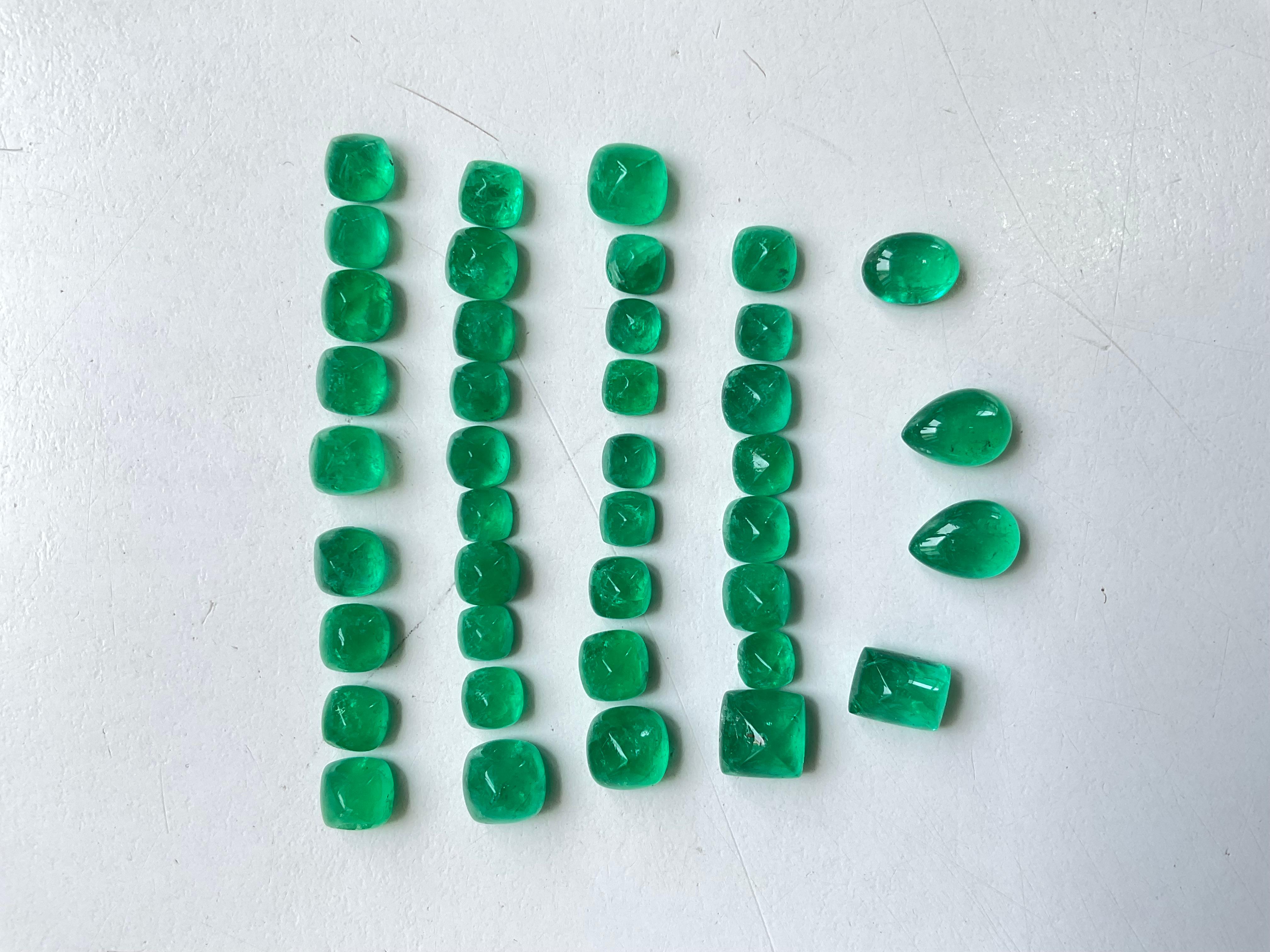 Art Deco Colombian Emerald Sugarloaf Ovals Mix Shape Cabochon Loose Gemstone for Jewelry