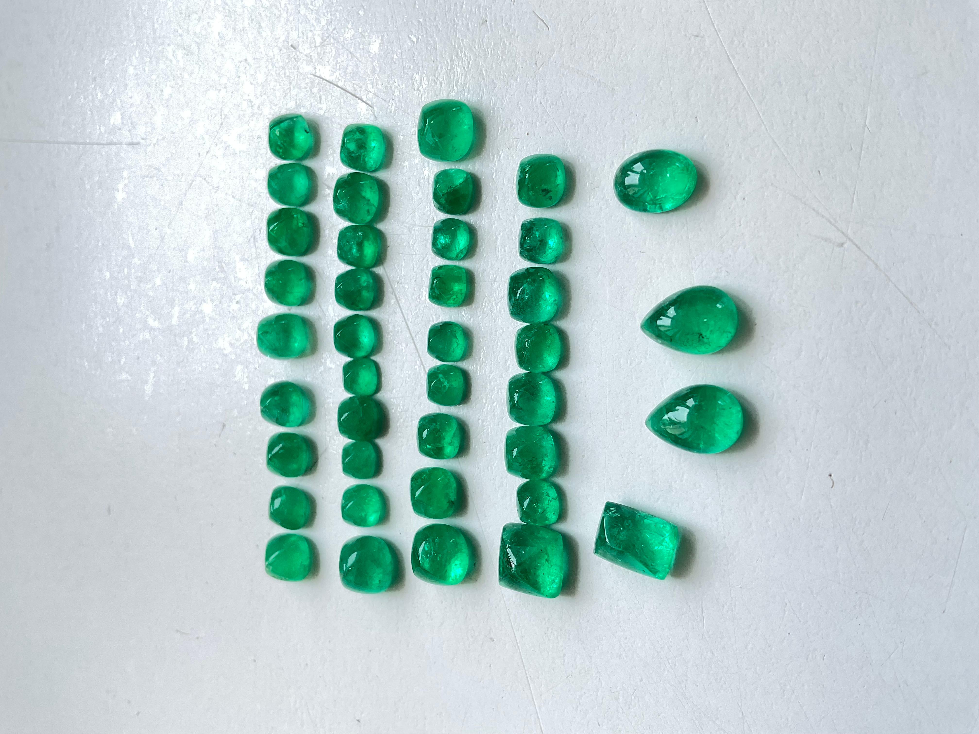 Sugarloaf Cabochon Colombian Emerald Sugarloaf Ovals Mix Shape Cabochon Loose Gemstone for Jewelry