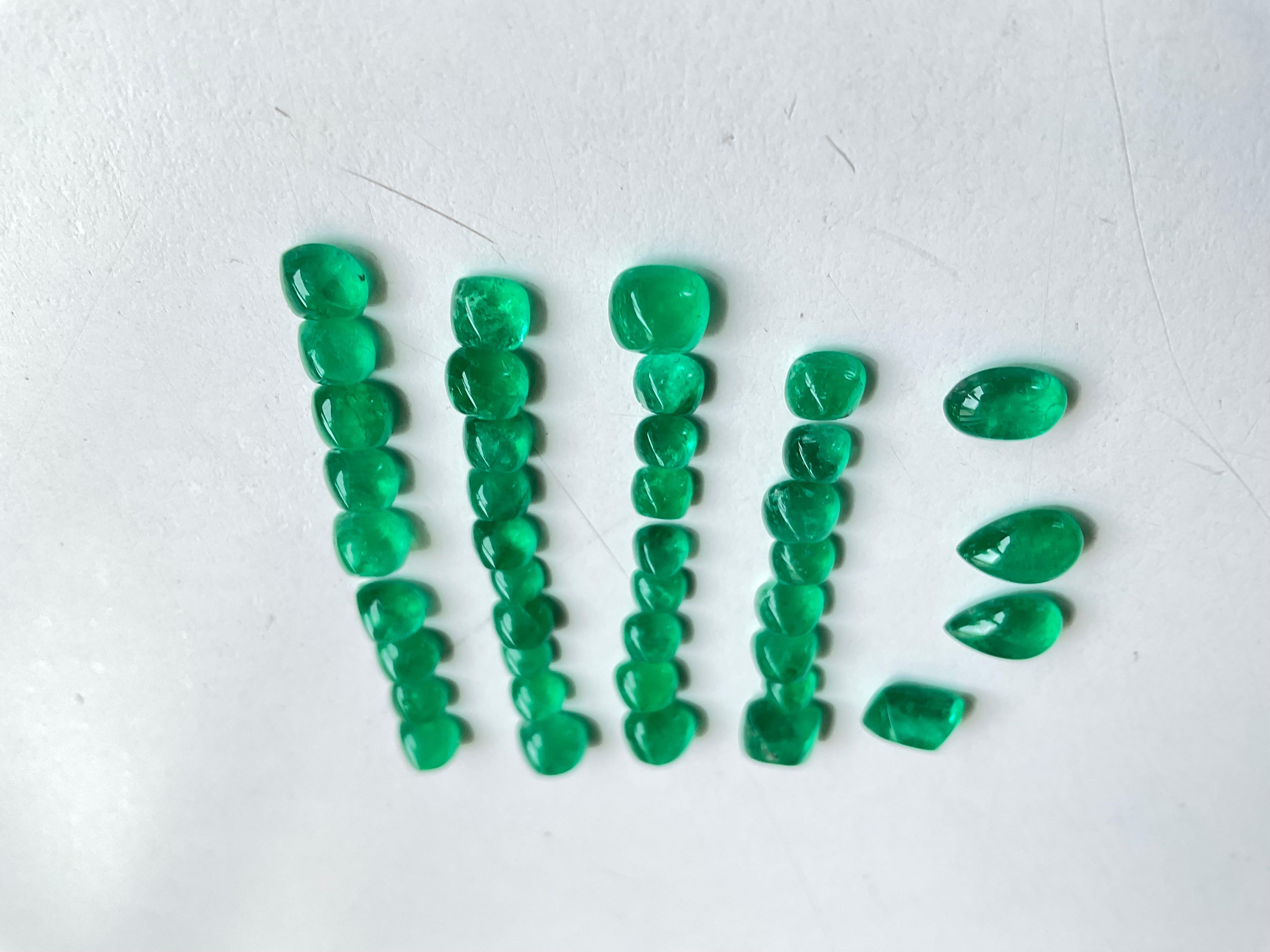 Colombian Emerald Sugarloaf Ovals Mix Shape Cabochon Loose Gemstone for Jewelry In New Condition In Jaipur, RJ