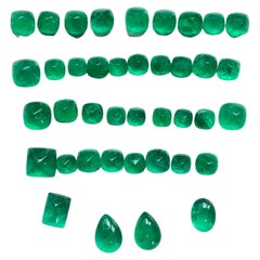 Colombian Emerald Sugarloaf Ovals Mix Shape Cabochon Loose Gemstone for Jewelry