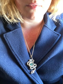 Colombian Emerald Trapiche Serpent Pendant in 18 Karat Gold