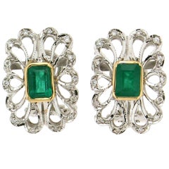 Colombian Emeralds 18 Karat White Gold Clip-On Earrings