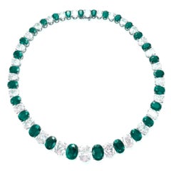 Colombian Emeralds and Diamond Platinum Necklace