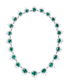 Colombian Emeralds and Diamond Platinum Necklace