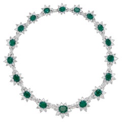 Colombian Emeralds and Diamond Platinum Necklace