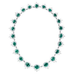 Colombian Emeralds and Diamond Platinum Necklace
