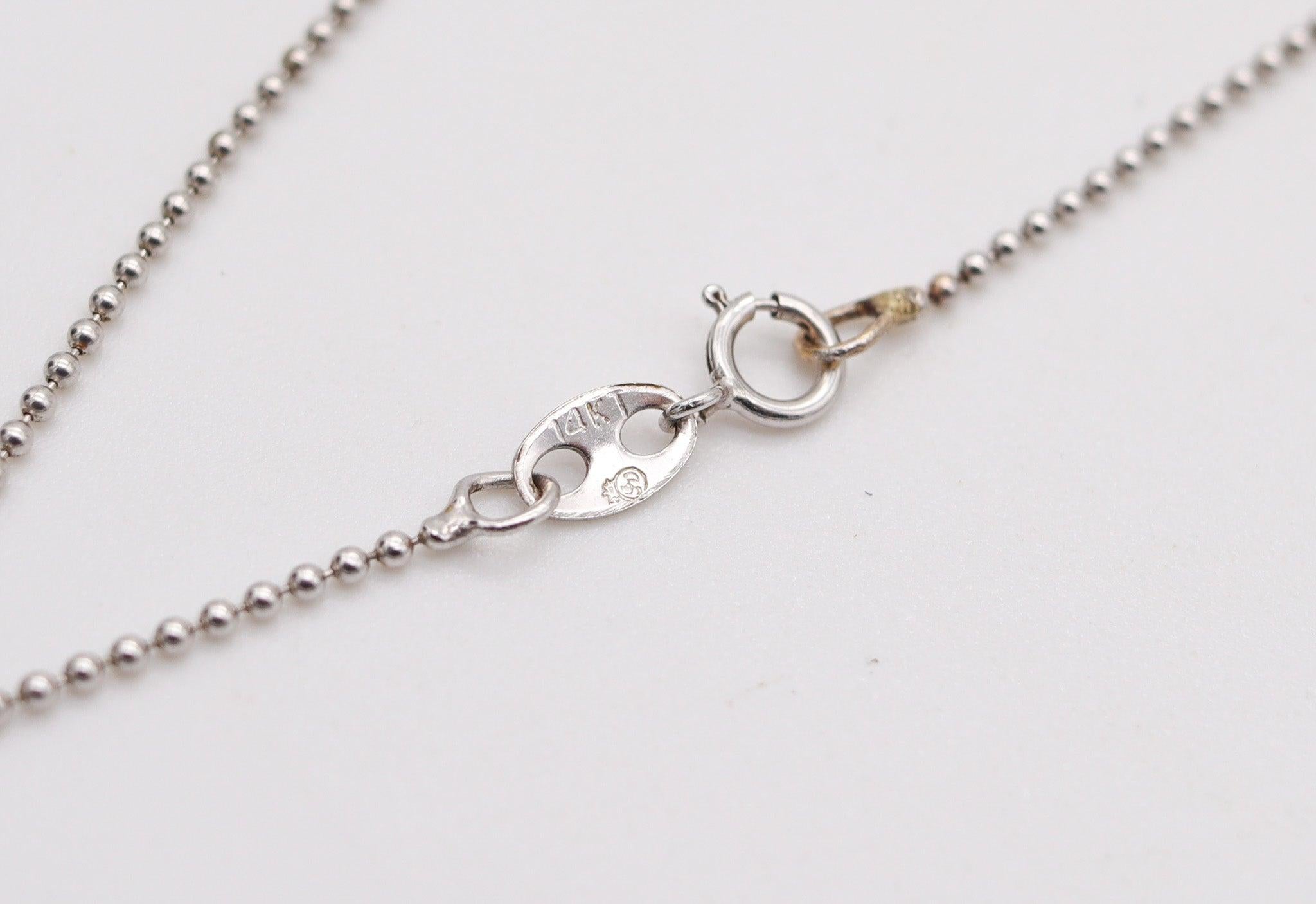 Ciondolo a catena della collana EMERALDI COLOMBIANI in oro bianco 14Kt con 1,65 carati In condizioni ottime in vendita a Miami, FL