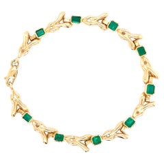 Colombian green emerald bracelet 18ct yellow gold