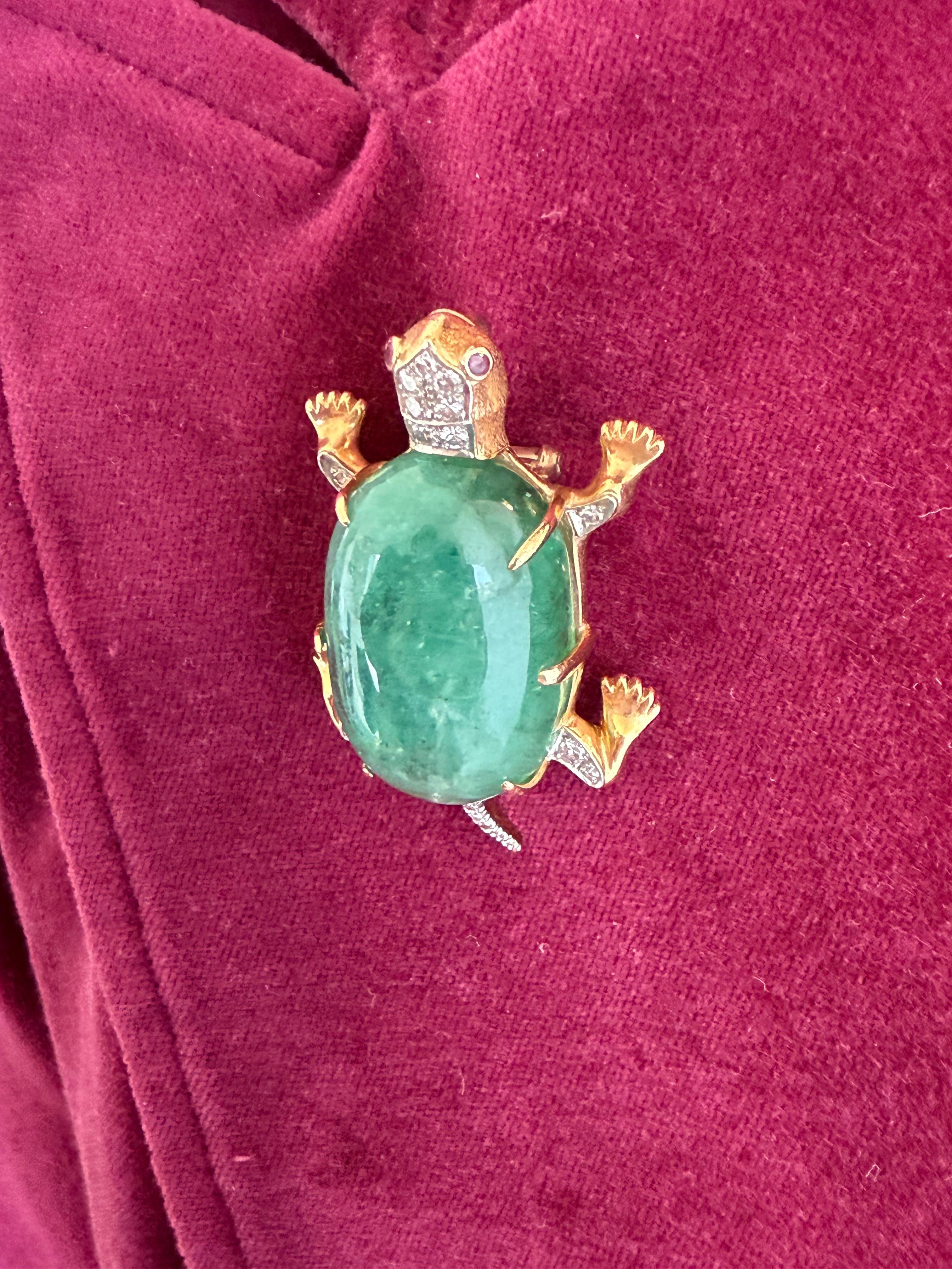 Colombian Green Emerald Turtle Pendant Necklace 7