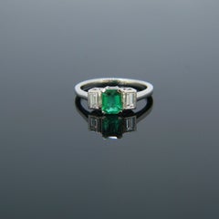 Colombian Minor Emerald Tappers Diamond Platinum Ring