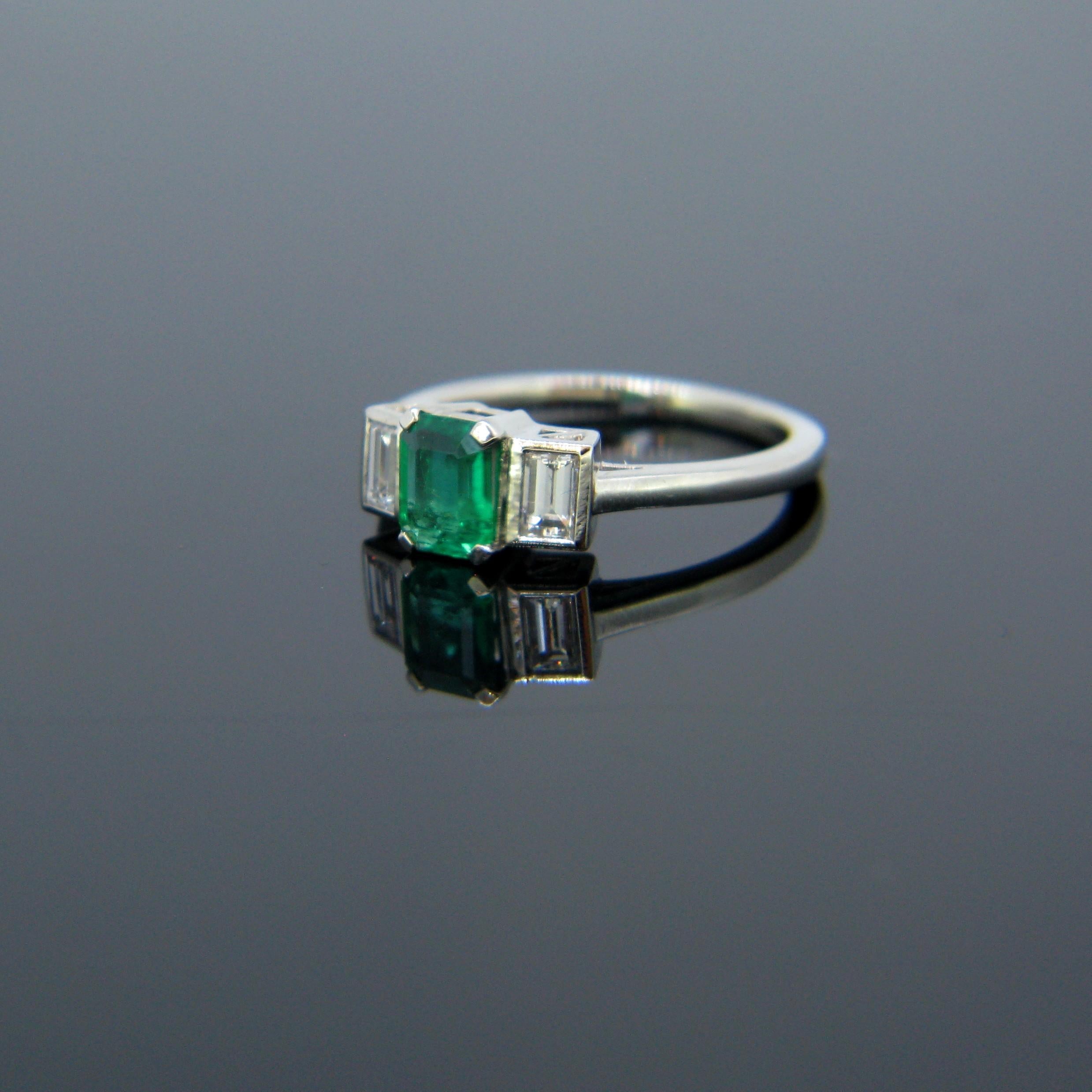 Women's or Men's Colombian Minor Emerald Tappers Diamond Platinum Ring