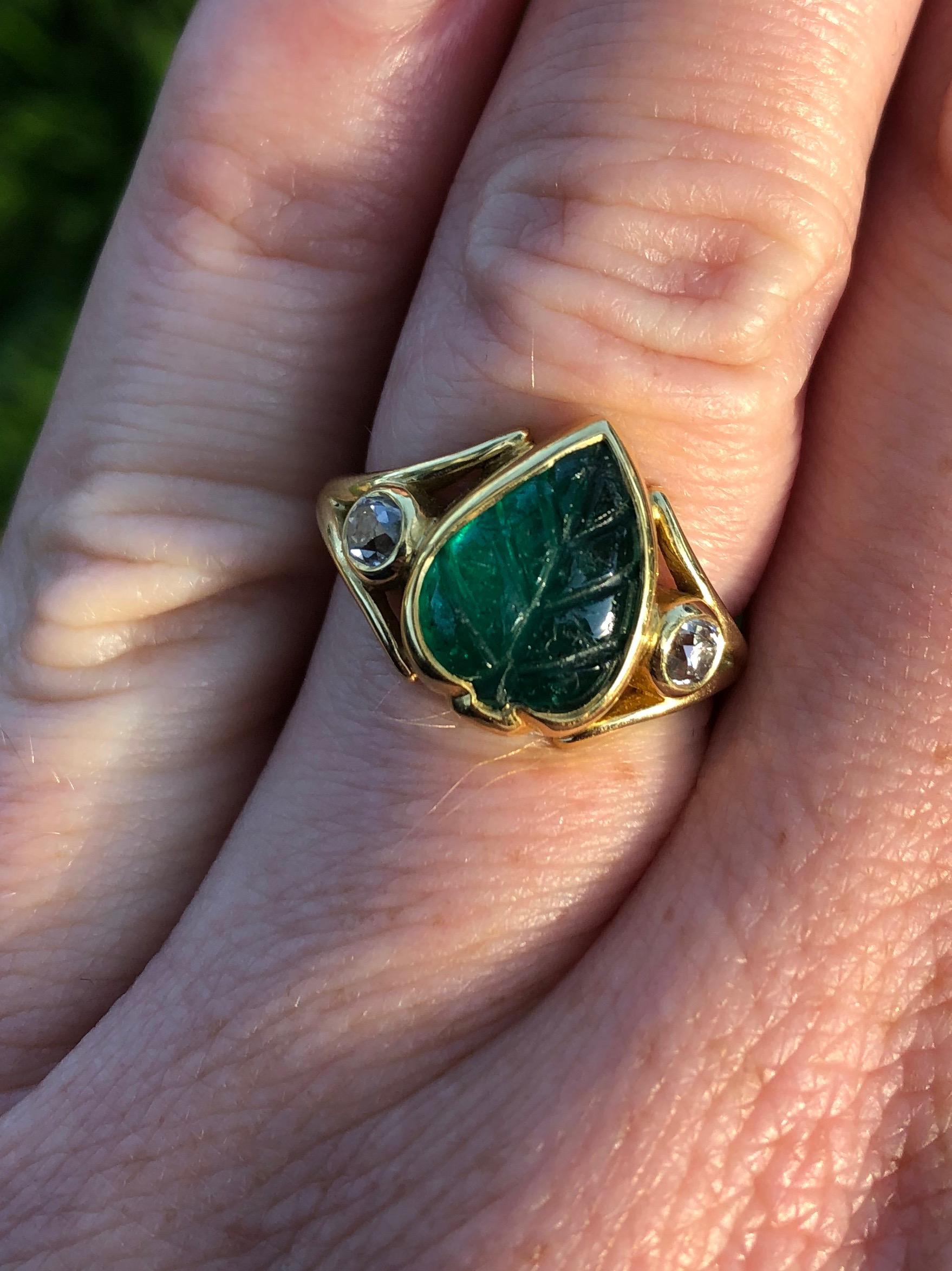 emerald leaf engagement ring