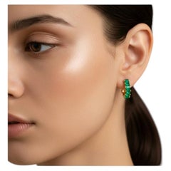 Colombian Muzo Emerald Huggies Earrings, 18K Yellow Gold