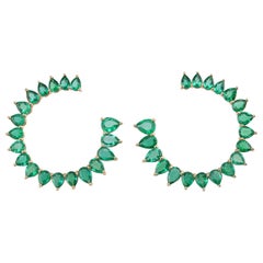 Colombian Muzo Emerald Pear Shape Hoop Earrings