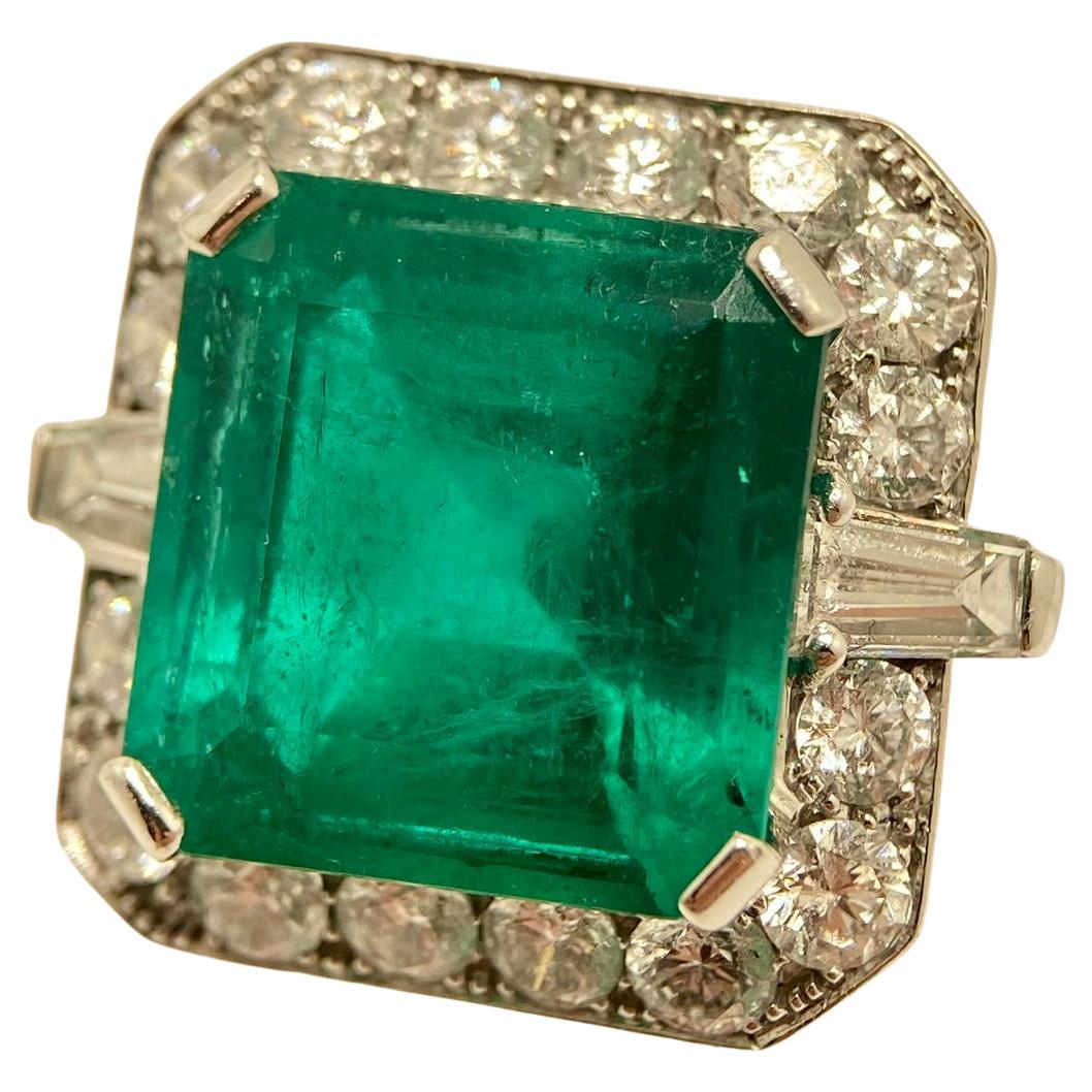 Colombian Muzo Emerald Ring 9.10ct with Diamonds