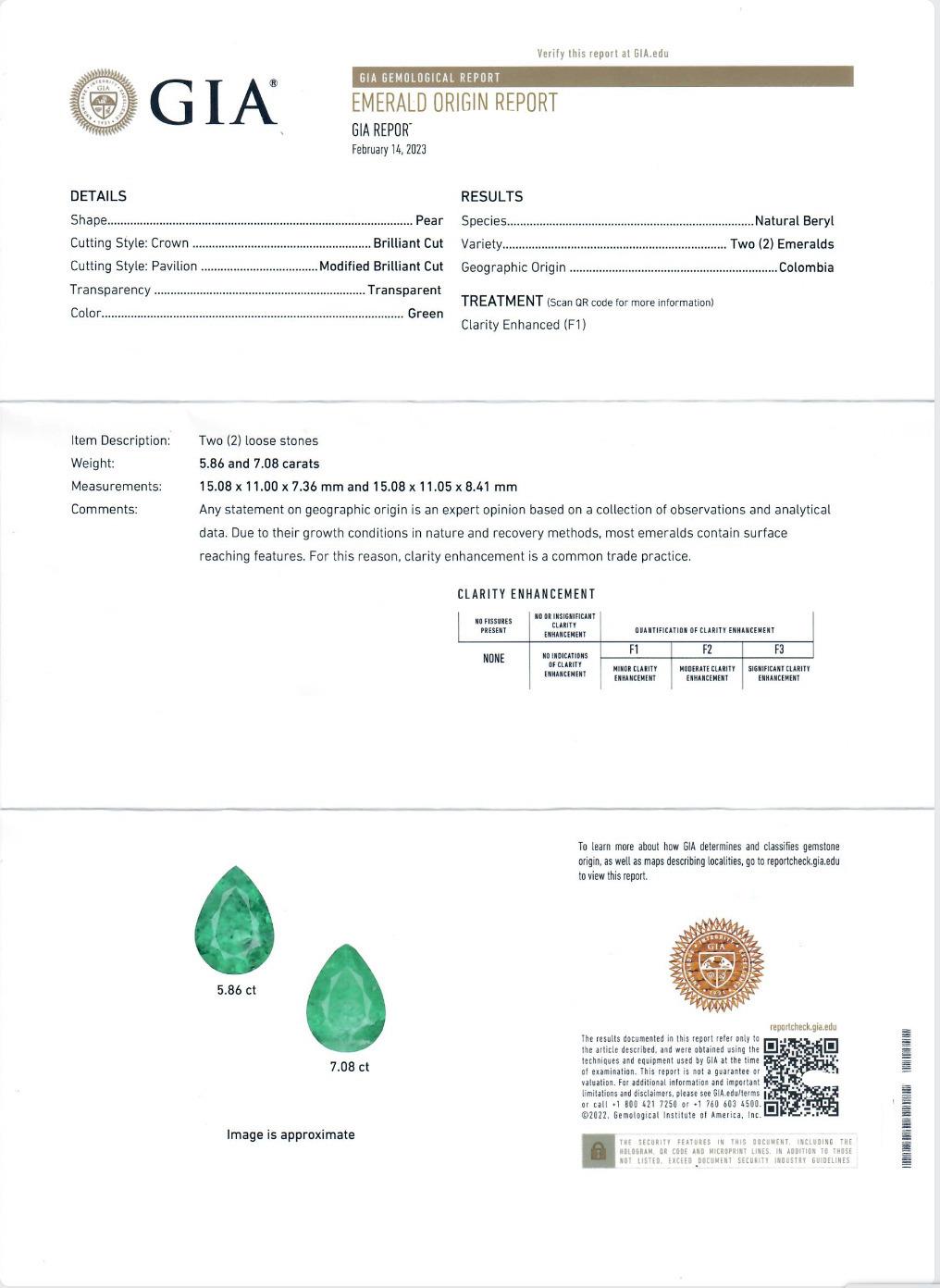Boucles d'oreilles en or 18k avec émeraude colombienne taille poire et diamant, certifiées GIA Pour femmes en vente