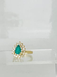 Colombian Pear Shaped 1.25 Carat Emerald with Diamonds, Retro Cluster