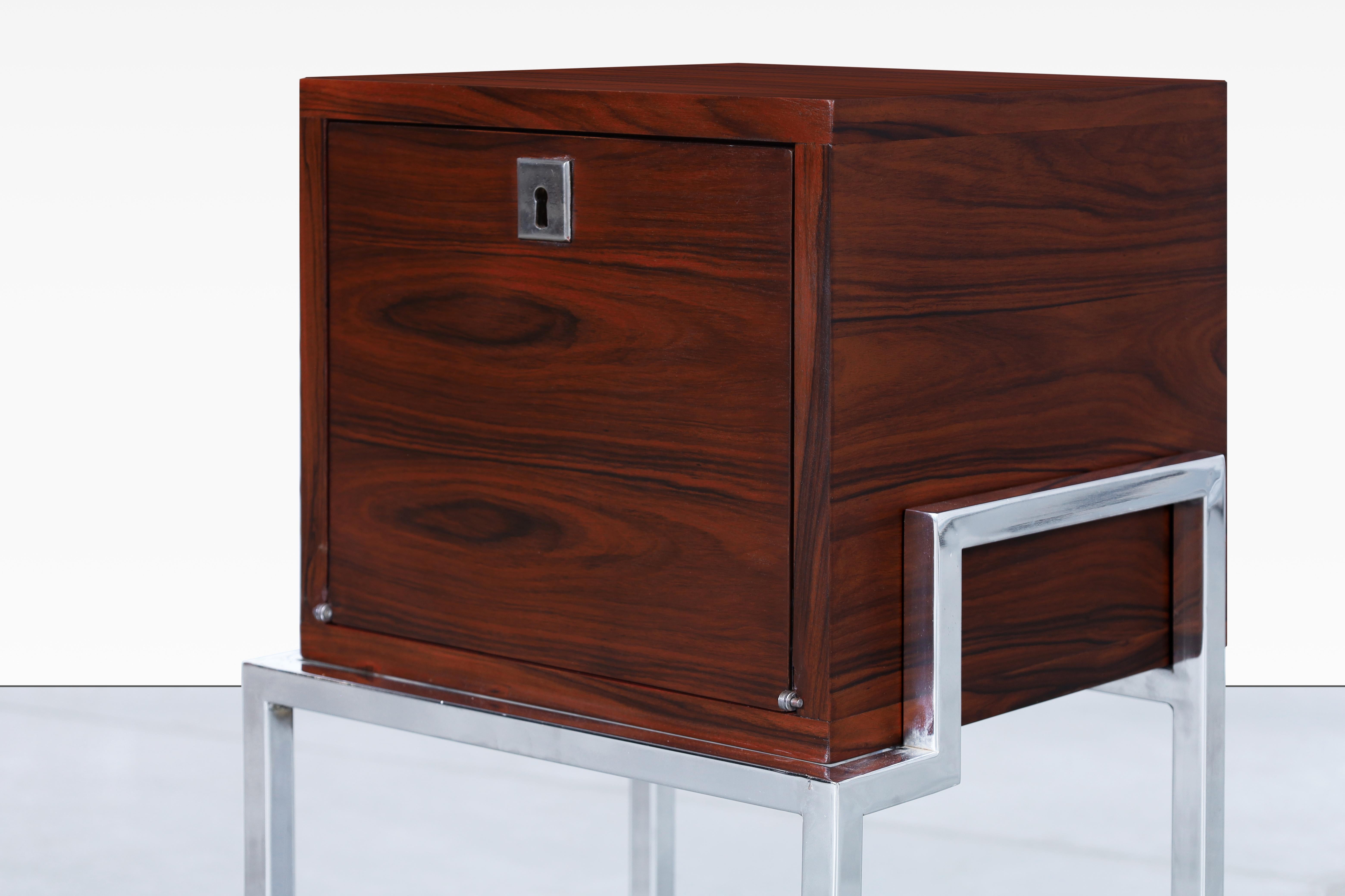 Colombian Rosewood and Chrome End Tables or Nightstands For Sale 2