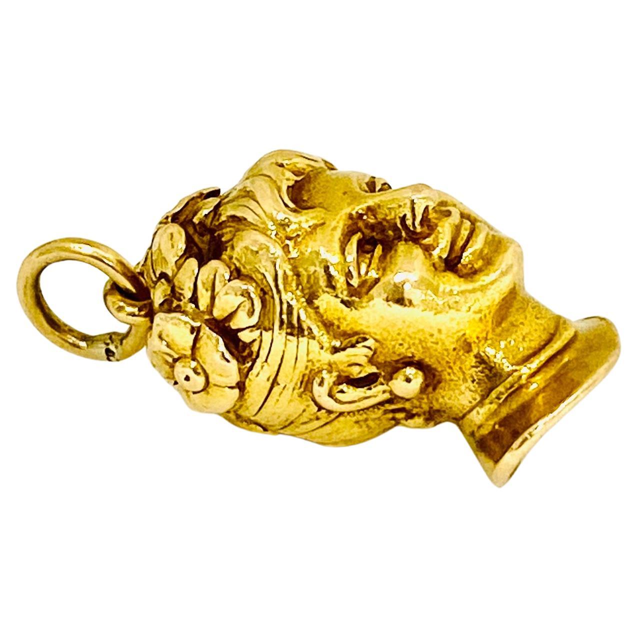 Colombina Commedia dell'Arte Pendentif à breloques en or 18k en vente 2