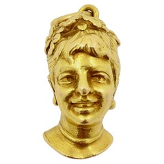 Vintage Colombina Commedia dell’Arte 18k Gold Charm Pendant