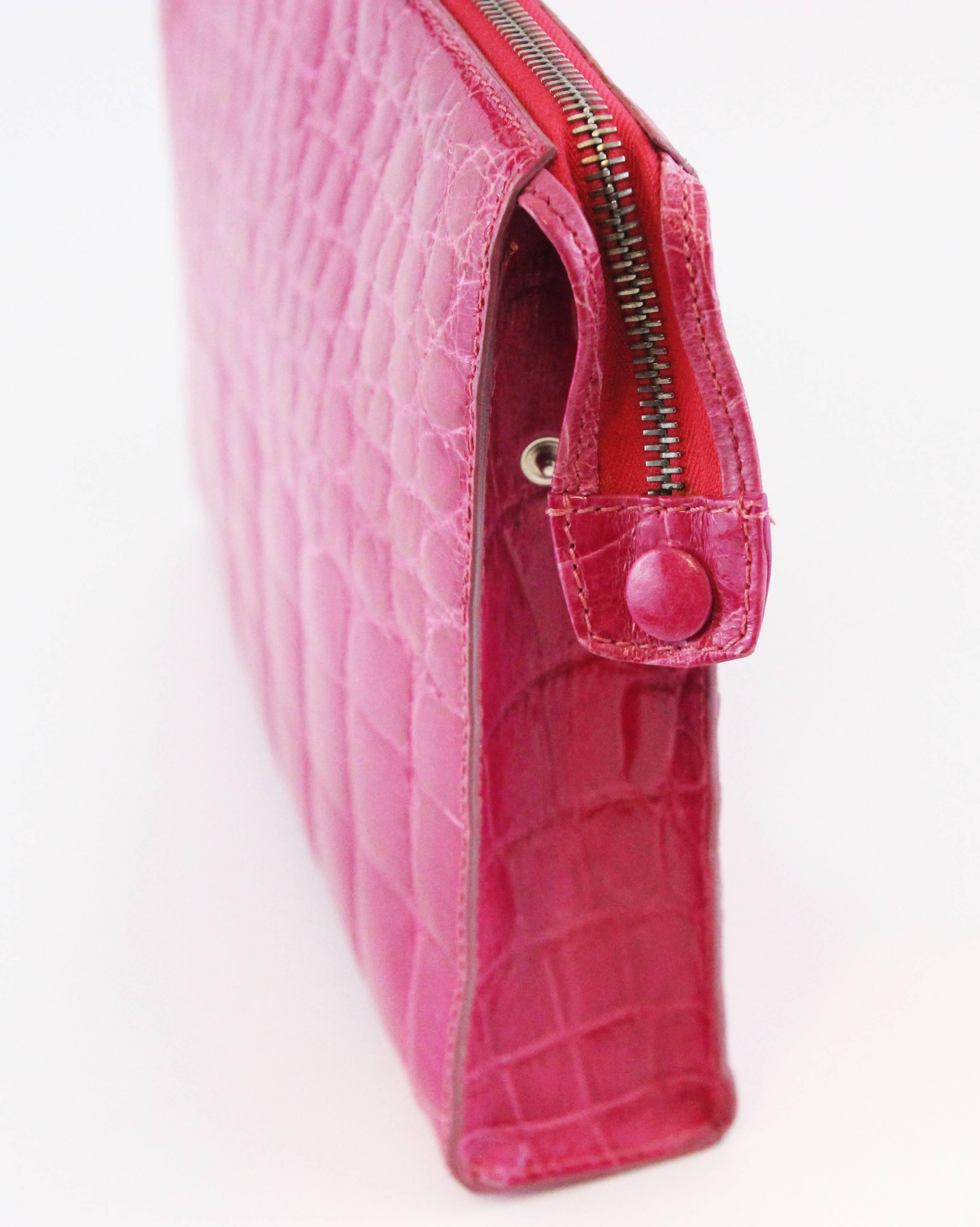 Colombo Fushia pink Crocodile clutch bag  1